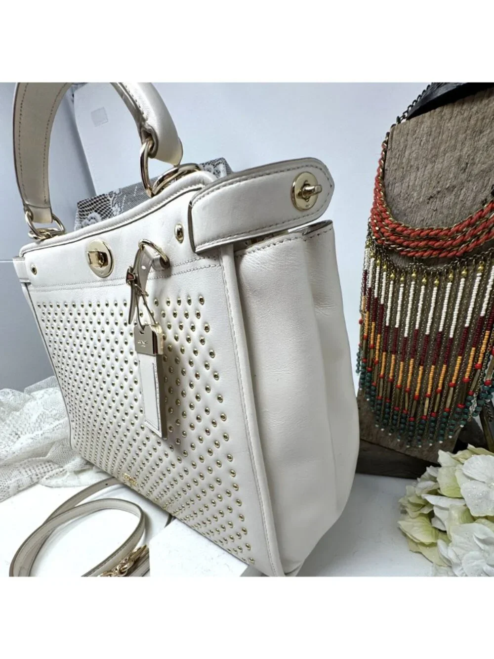 Coach Gramercy Studded Satchel  Color Chalk